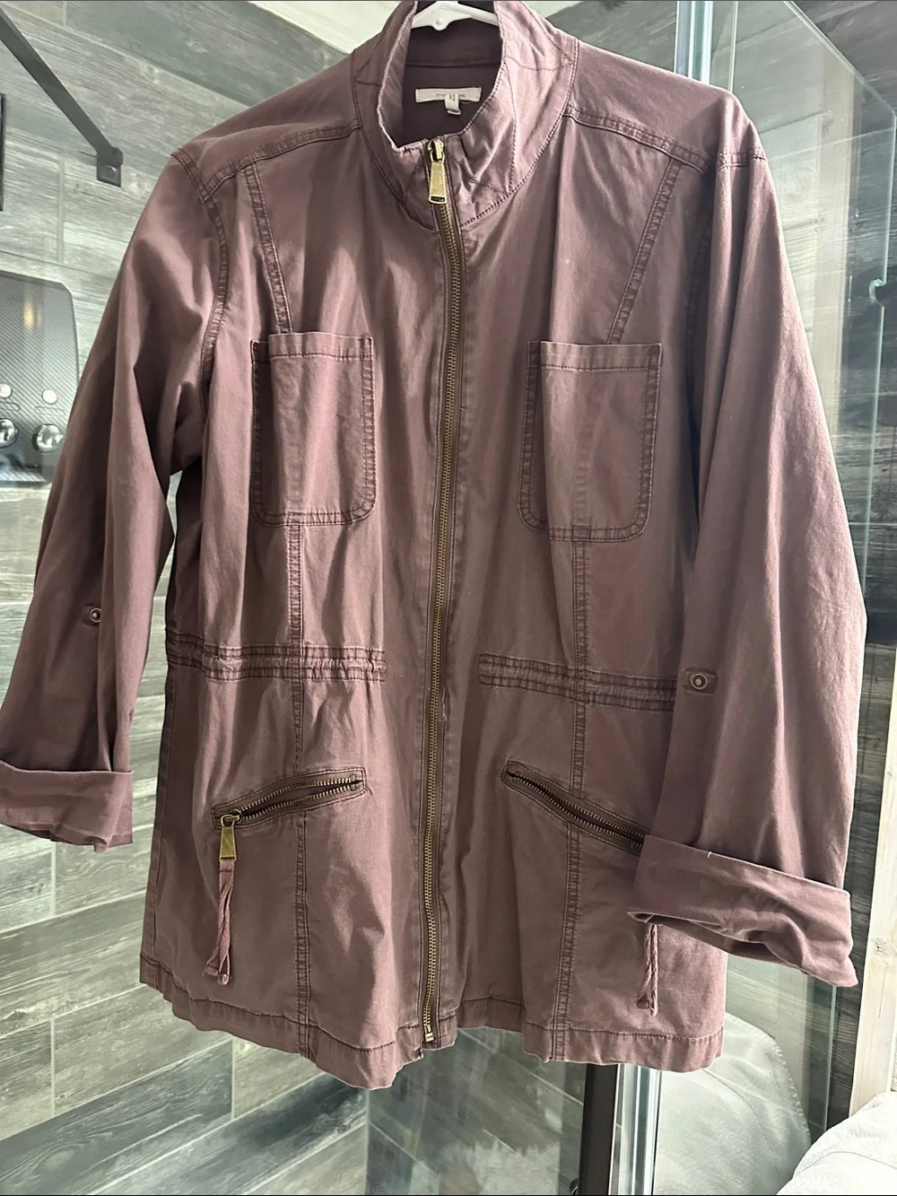Maurices Dusty Mauve Utility Jacket with Zip Pockets